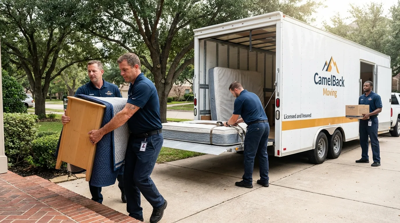 Crew loading residential truck for cross-state move from Astor, FL